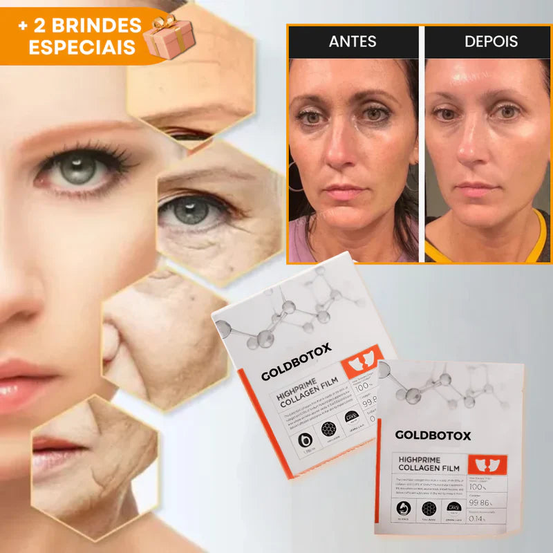 MÁSCARA DE COLÁGENO + ACIDO HIALURÔNICO + ATIVO DO BOTOX - GOLDBOTOX