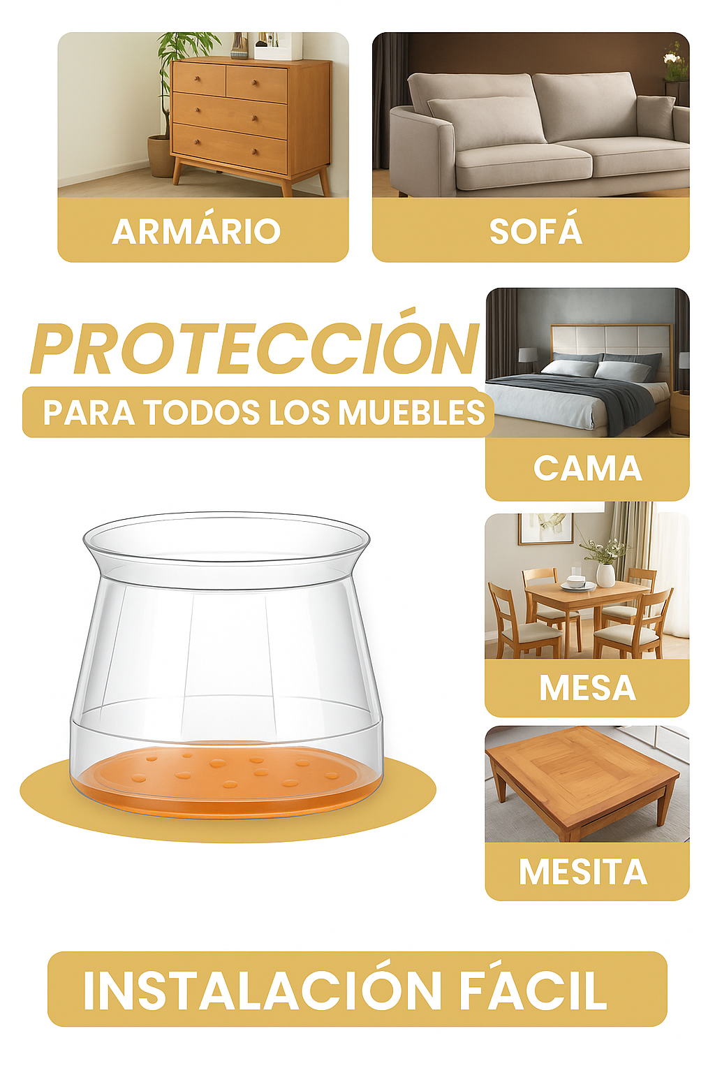 FUNDA DE SILICONA PARA PATAS DE MUEBLES ANTI-ARAÑAZOS - MOVEFLEX