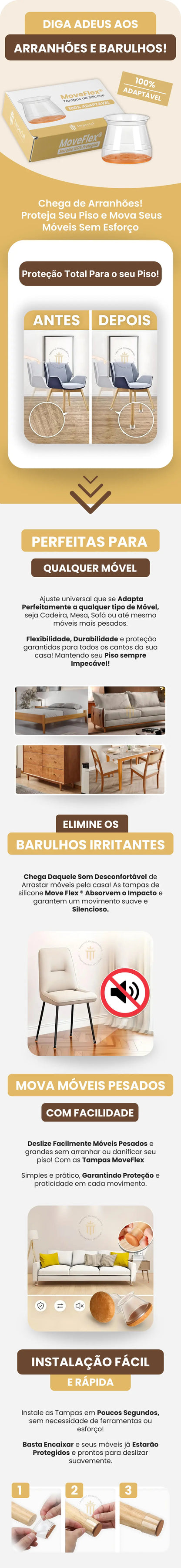 TAMPA DE SILICONE PARA PÉS DE MÓVEIS - MOVEFLEX